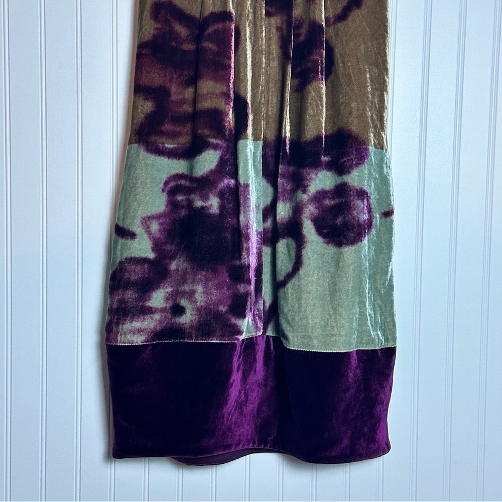 Etro Milano Orange and Purple abstract Sleeveless velvet Mini Dress size 38 - Picture 8 of 9